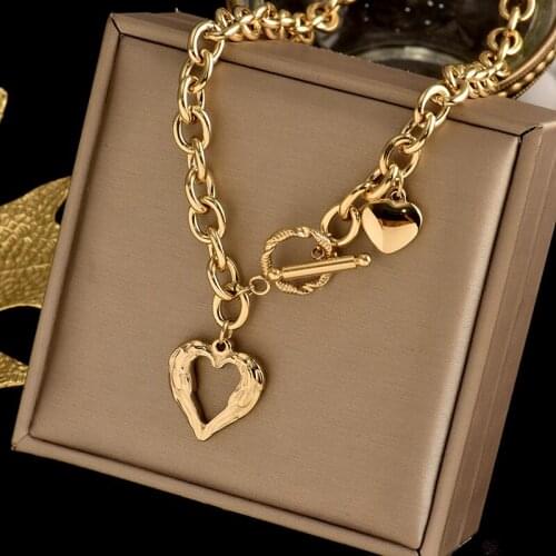 Titanium Steel Minority Light Luxury Angel Wings Love OT Clasp Necklace Female High Sense INS Cold Air Quality Collarbone Chain