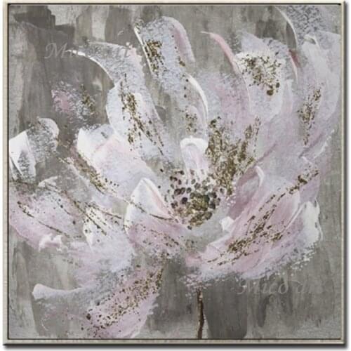 Dark gray low peony abstract oil painting hand painted oil painting modern painter home decoration wall painting