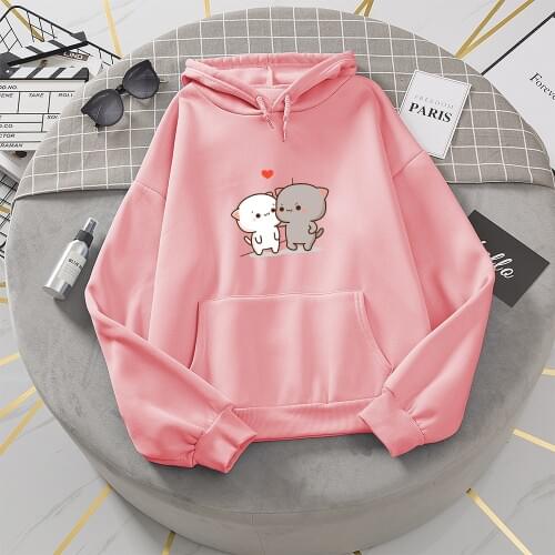 Casual Loose Cartoon Cat Oversize Hoodies Female Korean Kawaii Womens Sweatshirts Japanese Harajuku Ulzzang Clothing for Women
