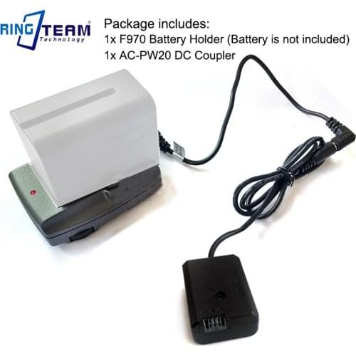 F970 Battery External Power Supply Holder + AC-PW20 PW20 DC Coupler for Sony NEX 3 3N 5 6 NEX-7 7R 7S A33 A55 A6300 A6500 Camera