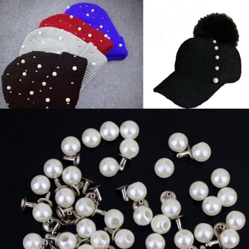 100pcs Pearl Rivets Crafts Beads Imitation Pearl for Decoration Plastic Pearl Cap Rivet Studs for Clothes 6mm Garment Beads
