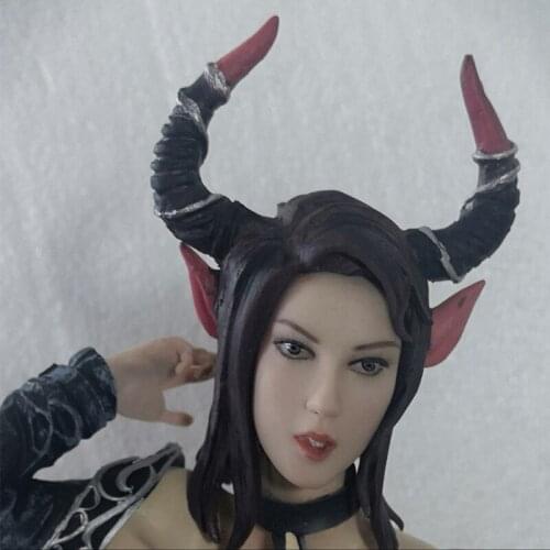 1/6 scale deformed horn girl hand action figure Head Carving Head dark knight hunter girl head carving