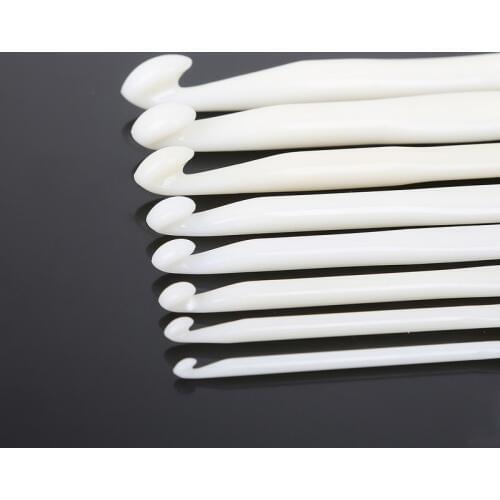 1pc 3mm/4mm/5mm/6mm/7mm/8mm/9mm/10mm White Plastic Handle Crochet Hook Knitting Needles Thick Head Tools DIY Crafts Accessories