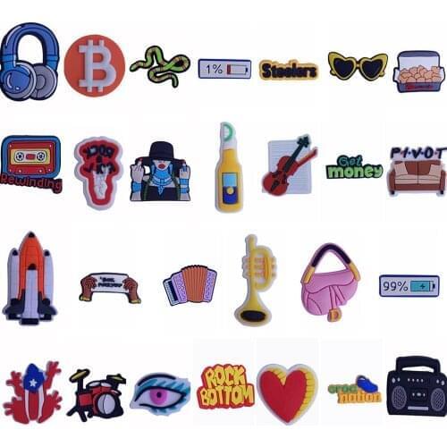 1PCS PVC Cartoon Fridge Magnetic Sticker Handbag Eye Heart Rock Botton Heart CrocNation Organ Recorder Tape Refrigerator Magnets