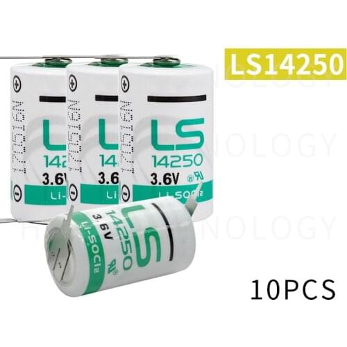 10pcs/lot Original New FOR SAFT LS 14250 LS14250 1/2 AA 1/2AA 3.6V 1250mAh PLC Lithium Battery With Pins wholesale Free Shipping