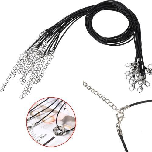 100pcs/set 18inch Black Wax Line Necklace Pendant Charms Cord Beads String Lobster Strap Rope Necklace Rope Pendant Ropes