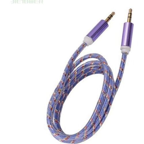 1000pcs/lot Nylon Wire Metal Shell braid Weave transparent 3.5mm Male to 3.5mm Male Audio Cable AUX Cord Speaker Cable