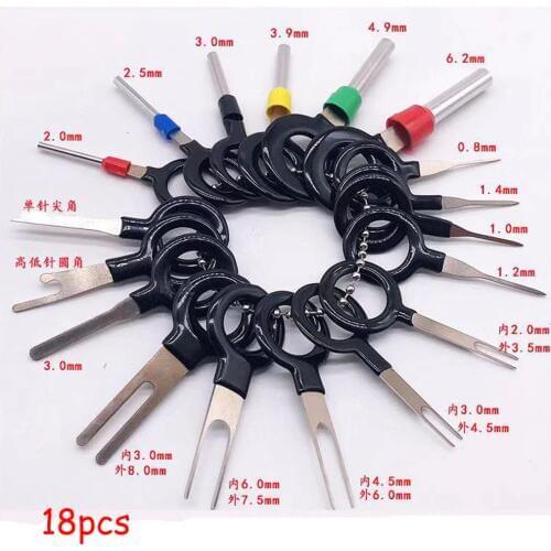 18pcs/lot Auto Car Plug Remove Tool Kit Circuit Board Wire Harness Terminal Extraction Pick Connector Crimp Pin Back Needle