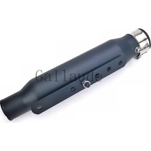 30cm Short Motorcycle Cafe Racer Exhaust Pipe with Sliding Bracket Matte Black Universal