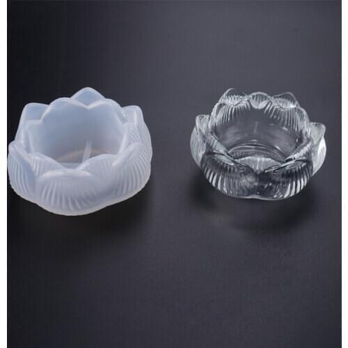 3D Lotus Candle Holder Silicone Mold Epoxy Resin Storage Box Mould Ornament DIY Craft Making Tool Household Handmade Candle Mold