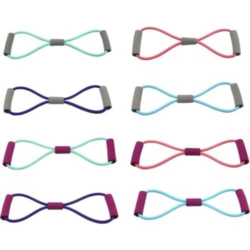 8-Shape Protable Rally Device Gym Yoga High-Elastic Band Tension Exercise Resistance Tension Pull Rope Strength Training Fitness