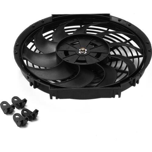 9 10 12 14 Inch 12V 80W 2100 RPM Push Pull Curved Blade Electric Cooling Radiator Fan with Mounting Kit