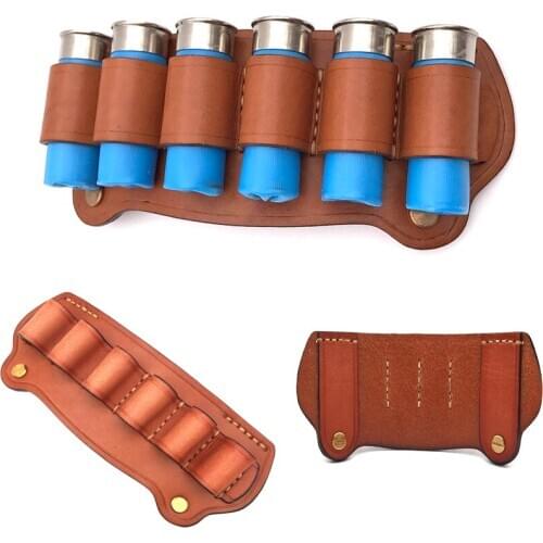 Hunting gun accessories cowhide Cartridge Belt Airsoft Tactical 6 Shotgun Shell cowhide Bandolier Gauge Ammo Holder Military