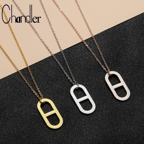 Chandler Small Navy knit Pendant Necklace Geometry Handmade Stainless Steel Fashion Ronmatic Trendy Jewelry Dropship Wholesale