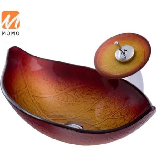 Hotel washroom decorative leaf shape vessel sink modern basin