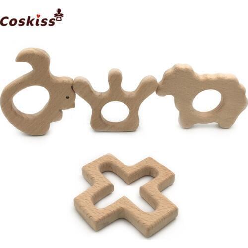 DIY Wooden Personalized Pendent Organic Beech Wooden Crafts Natural Handmade Baby Wooden Teether For Baby Teething Nursing Toy
