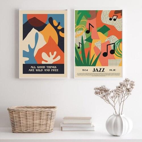 French Minimalist Exhibition Poster Vintage Jazz Music Abstract Pictures Modern Mid Century Abstract Canvas Painting Decor