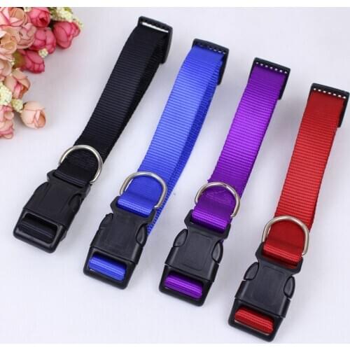 Hot Sale Polyester Nylon Dog Collar With Quick Snap Buckle Light Nylon Dog Collar Dog Neck Belt With Four Colors