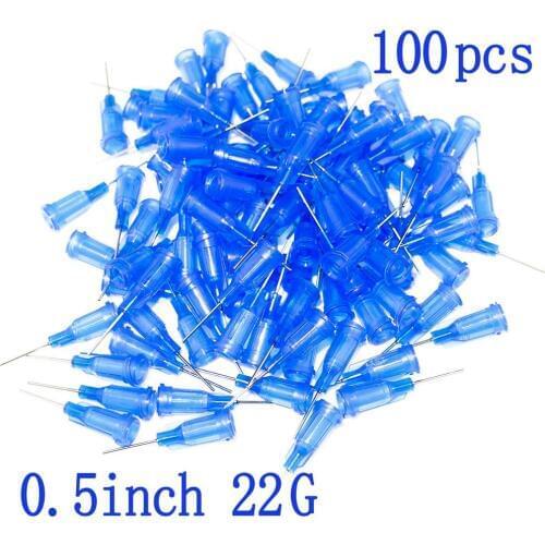 Dispensing Needles Syringe Needle 22Gauge x 0.5" (0.5inch Length) With Luer Lock Blunt Tip Needles 22Ga, 100pcs/bag