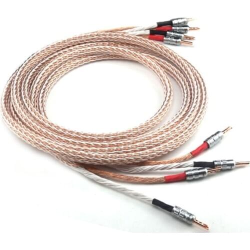 1 Pair 12TC Hi-Fi Speaker Cable High Quality Pure OCC Speaker Wire With Banana Jack Audio Line
