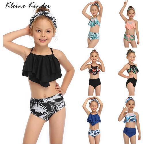 Two Piece Childrens Swimwear Baby Girl Bikini Set 2020 Summer New Floral Print Girls' Swimsuit Bathing Suit Child Beach Wear