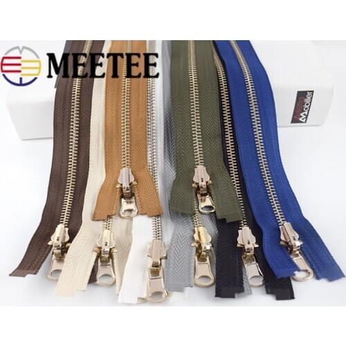 Meetee 2pcs 60-150cm 5# Rotary Slider Open End Metal Zipper for Down Jacket Double Zips Head DIY Garment Sewing Accessories
