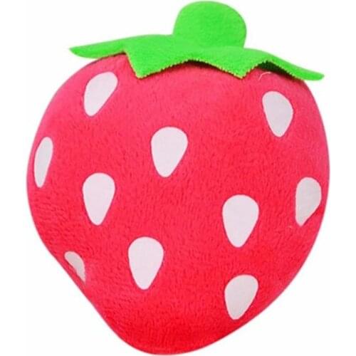 Cute Squeaky Puppy Toy For Small Dogs Soft Fleece Chew Pet Dog Toys Creative Strawberry Shape Dog Accessories Pets Products