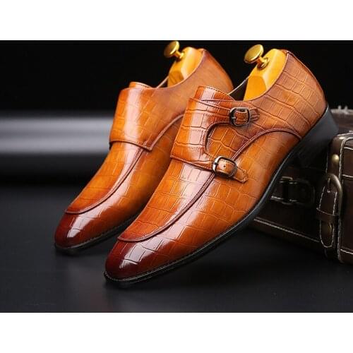 2021 Classic Crocodile Pattern Business Flat Shoes Men Designer Formal Dress Leather Shoes Mens Loafers Christmas Party Shoes
