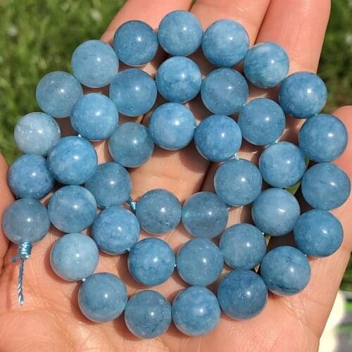 Natural Stone Dark Blue Chalcedony Jades Beads Round Loose Spacer Beads For Jewelry Making DIY Handmade Bracelets 4/6/8/10/12mm