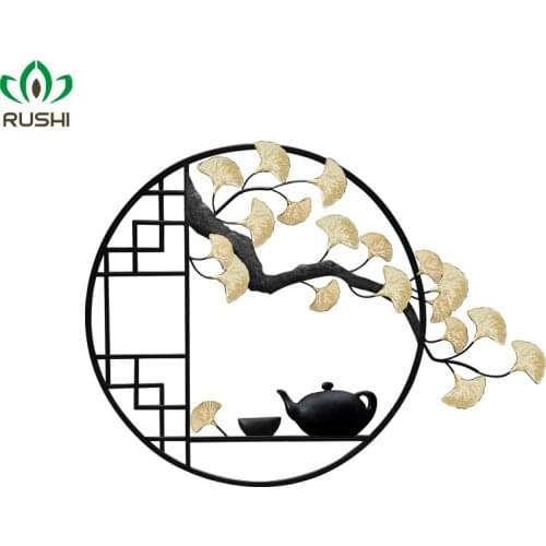 New Chinese Large Style Iron Art Hanging Ornaments Welcome Guests Pine Zen Wall Hanging Living Room Dining Room Wall Decoration