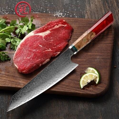 Grandsharp Chef Knife vg10 Damascus Steel Slicing Stainless Steel German Kitchen Knives Meat Vegetables Cooking Tools Gift