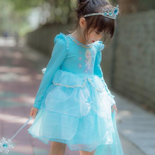 Disney Princess Girls Dress Kids Dresses for Girls Christmas Dress Up Costume Party Sofia Long Sleeve Frozen Girl Clothes Good