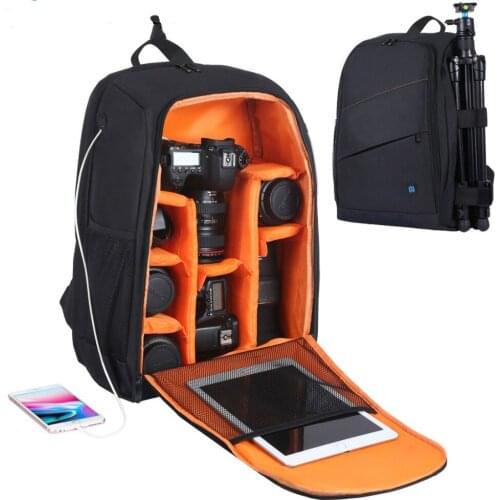 Portable Waterproof Scratch-proof Dual Shoulder Camera Backpack Camera Bag Digital Photo Video DSLR Bag&Rain Cover