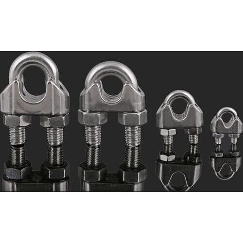 Assembly DIN741 304 Stainless Steel Clip U-Shaped Wire Rope Clamp 2PCS