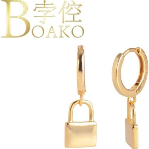 BOAKO 925 Sterling Silver Hoop Earrings For Women Lock Earring Hoops Round Earings Luxury S925 Jewelry Pendientes 2020 Fashion