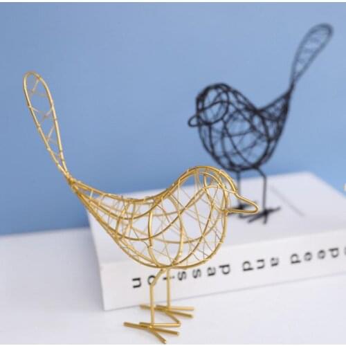 Nordic Iron Bird Statue Resin Figurine Office Home Decoration Desktop Decor Handmade Crafts Sculpture Modern Art