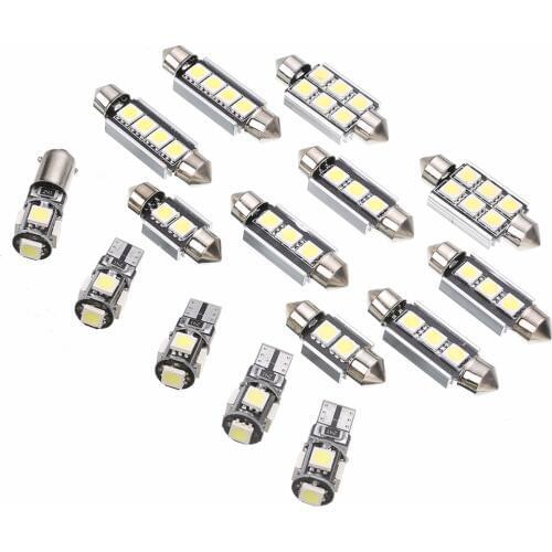 15Pcs/Set Super Bright White LED 12V Car Interior Dome Map Trunk Light Bulb Kit For Mercedes Benz C Class W 203 2000 - 2007
