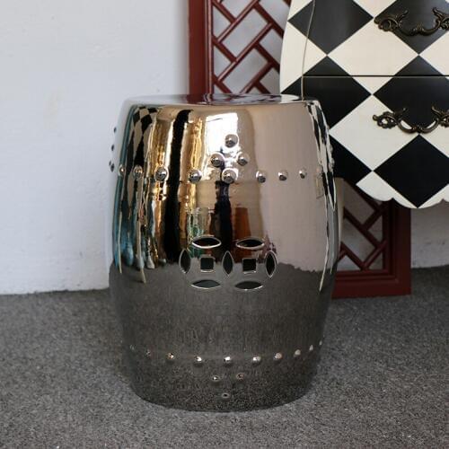 Silver/Gold Garden porcelain stool Jingdezhen drum toilet shower stool bathroom stool for dressing table chinese home stool