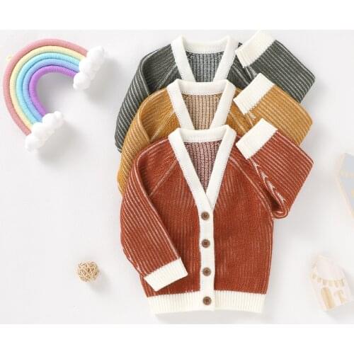 0-18M Baby Girls Knitted Sweater Jackets Warm Autumn Kids Boys Long Sleeve Cardigans Coat Winter Clothing Outfits