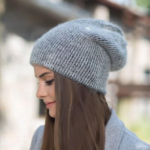 Women Autumn Winter Hats Caps Rex Fur Blended Beanies Knitted Cap Warm For Female