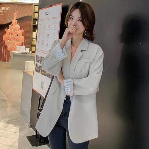 Spring Korean Blazer Coat Womens 2020 Autumn Long Casual Retro Suit Women Loose Coat Jacket Black Women Office Wear