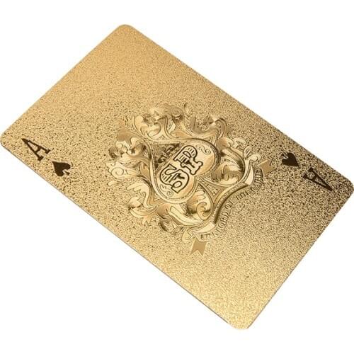 1 Set Golden Poker Cards Gold Color Playing Cards Entertainment Table Games Durable Waterproof Playing Cards Gold Foil Poker