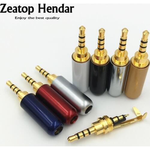 10Pcs Copper 2.5mm 4 Pole Male with Clip Repair Headphone Jack Plug Metal Audio Soldering Connection for 4mm cable DIY