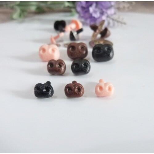 100pcs/lot 6x8mm/8x10mm/10x12mm smooth stem plastic toy nose animal nose+meteal washer --black/brown/flesh color