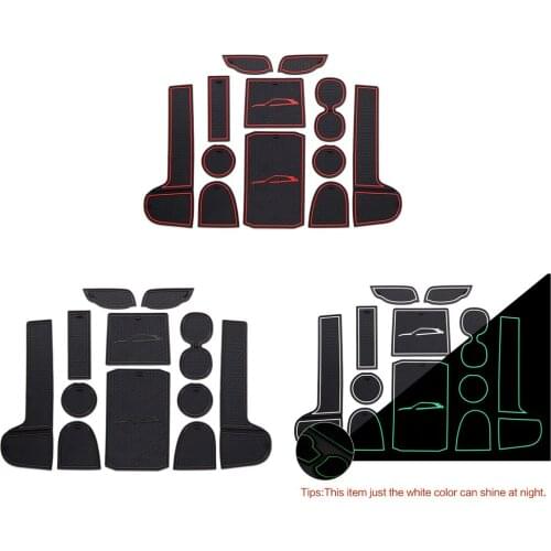 Car Styling 12PCS Interior Door Slot Rubber Mat Water Cup Pad Anti-Slip Mats For Mitsubishi Eclipse Cross 2018 2019