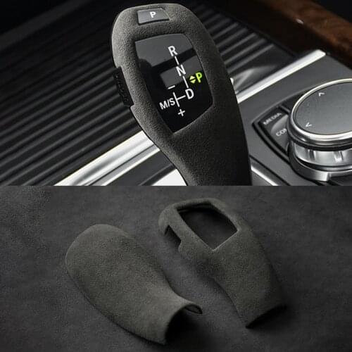 2pcs Alcantara Car Gear Shift Knob Cover Sticker Auto Interior Turn fur For BMW F20 F30 F31 F34 X5 F15 X6 F16 X3 F25 X4 F26
