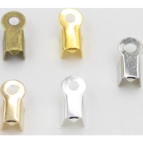 200pcs End Caps End Fasteners Clasps For Leather Cord Gold/Silver Ropes Buckle Bead Crimp Connectors for DIY Jewelry Findings