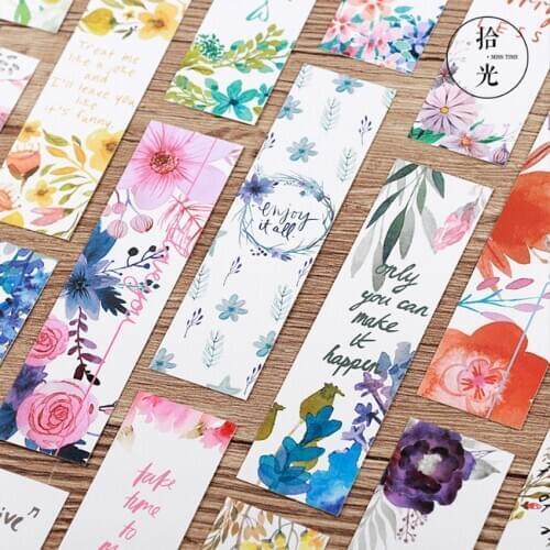 30pcs Beautiful Flowers Bookmarks Message Cards Book Notes Paper Page Holder for Books School Office Supplies Stationery