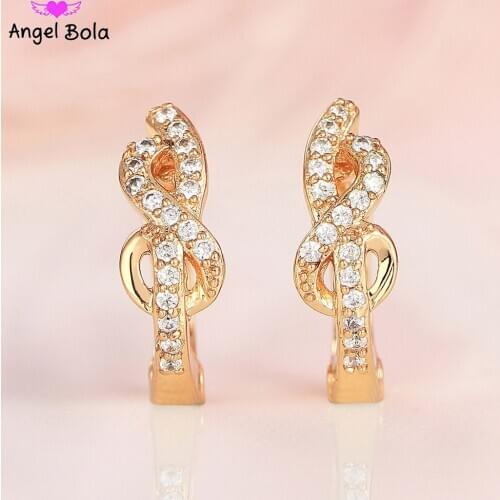 585 Gold Micro Inlay Cubic Zircon Dangle Earrings New Rose Flower Earring Women Gifts Fashion Original Noble Cute Jewelry