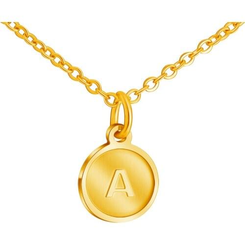 A-Z Initial Pendant Necklace Letter Pendant Necklace Stainless Steel English letter beads Round Alphabet charms